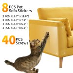 Furniture Scratch Guards, Dog Cat Scratch Protector with Pins for Sofa Table Furniture Protection (2S/2M/2L/2XL)